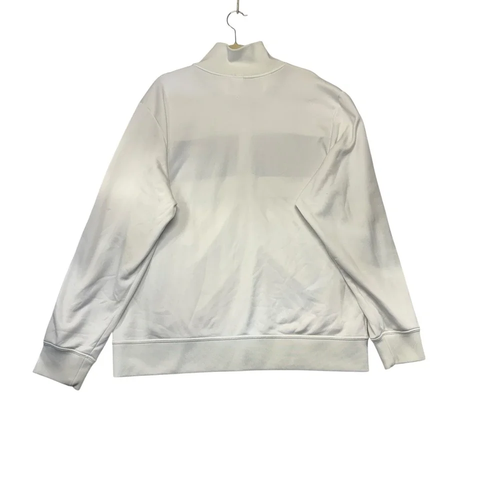 The North Face Mens Track Jacket White Black‎ Full Zip Stripe Mock Neck Logo XL